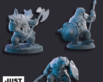 Guerreros Oso Polar - Miniaturas de osos polares de fantasía impresas en 3D