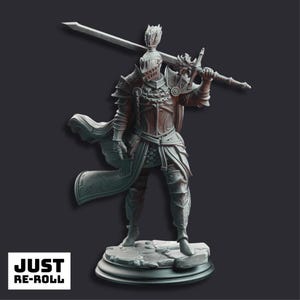 Lothar, el Caballero Negro del Anochecer - Miniatura de personaje paladín impresa en 3D imagen 1
