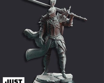 Lothar, el Caballero Negro del Anochecer - Miniatura de personaje paladín impresa en 3D