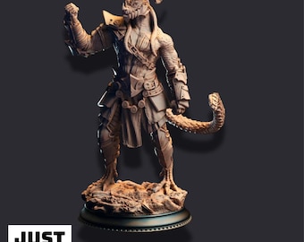 Vaakrin Steeljaw – Luchador Dragonkin Negro - Miniatura de personaje bárbaro impresa en 3D