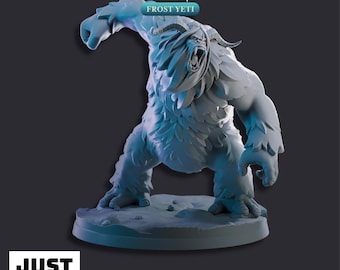 Miniatura de Frost Yeti: figura de rol de fantasía impresa en 3D (70 mm)