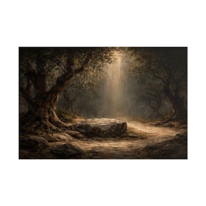 Gethsemane Wall Art | Christian Wall Decor | Jesus Prayer Garden Print | Olive Tree Religious Landscape | Faith Home Artwork