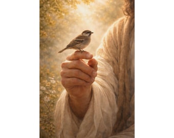 His Eye Is on the Sparrow Print | Scripture Art | Matthew 10 | Christian Wall Decor
