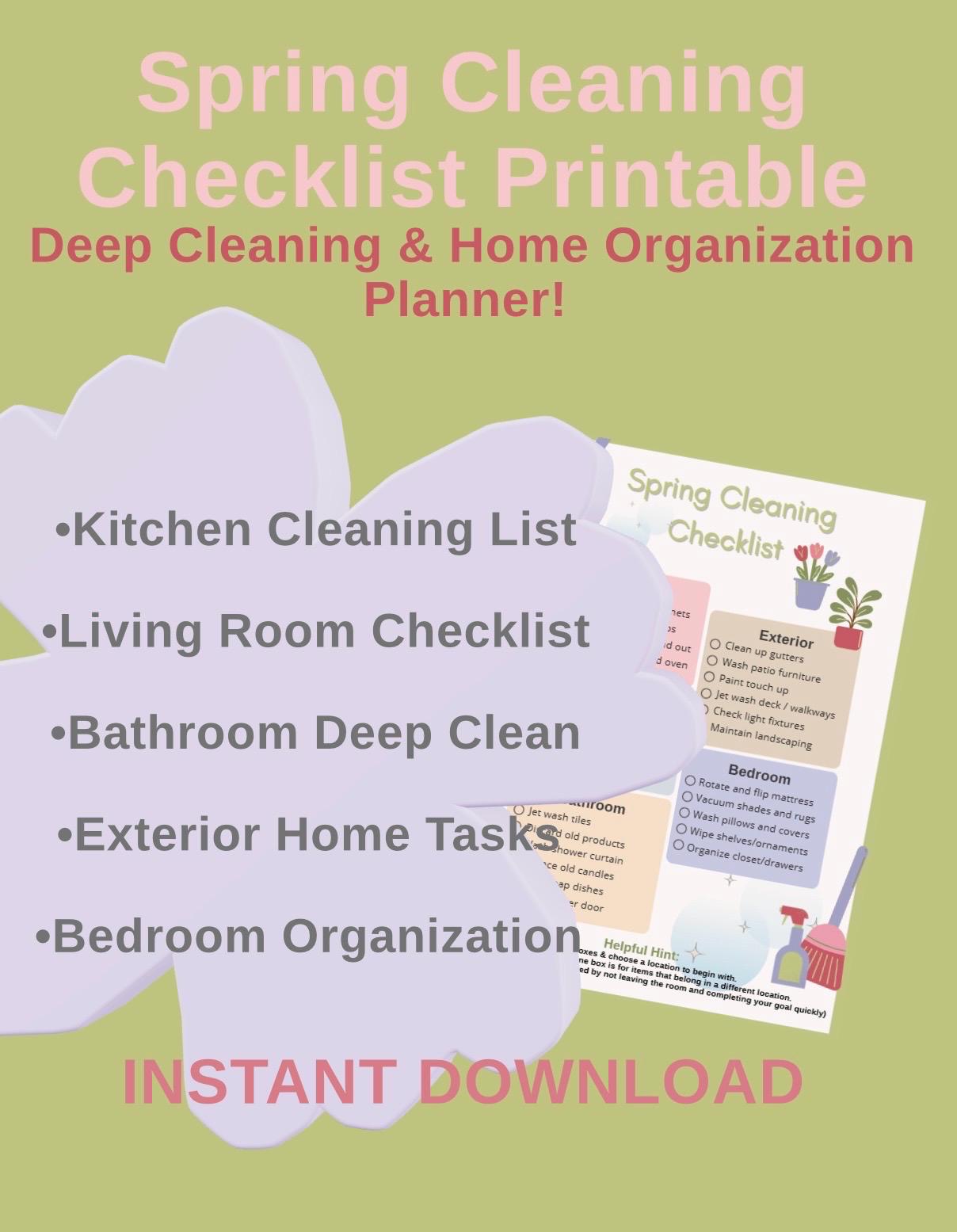 Spring Cleaning Checklist Printable | Home Organization Planner ...