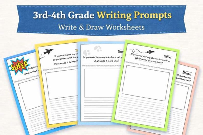 3rd-4th Grade Writing Prompts – Write and Draw Worksheets (printable ...