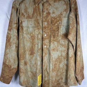 Camisa de manga larga con botones para hombre, estampado oxidado estilo Y2K, 16x32, para fiesta de disfraces de Halloween