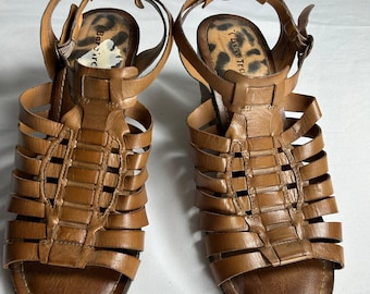 ベアトラップ レザー ウェッジサンダル スリングバック ブラウン サイズ9 タグ剥がれあり VRG