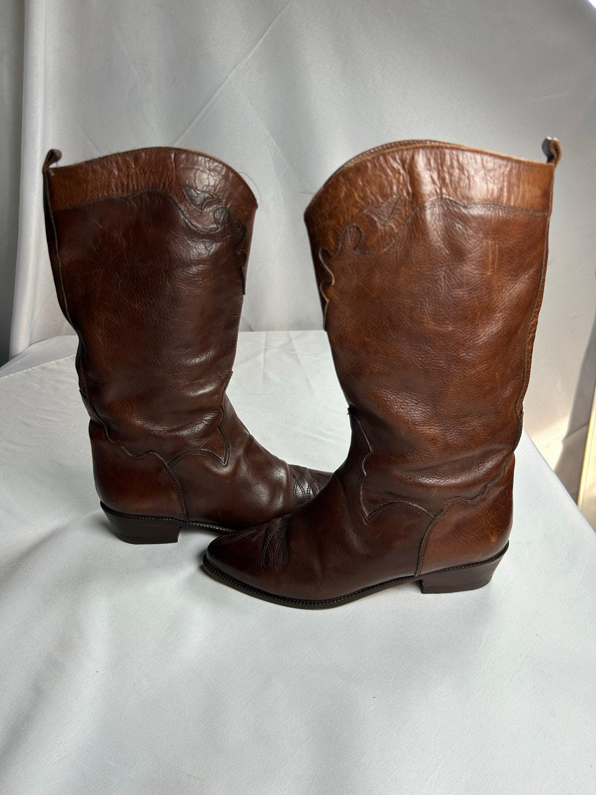 VINTAGE MENS SZ 9D  CROCODILE BOOTS CATS PAW HEEL COLOR BROWN Cats Paw Heel In Men main image 3