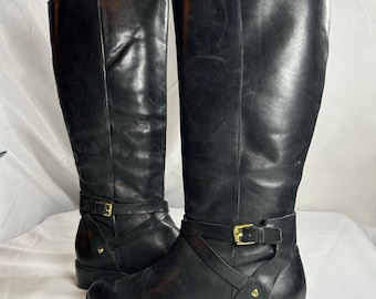 ラルフローレン ヴィンテージ レディース 9B ブラック レザー ニーハイ ライディングブーツ レザー
