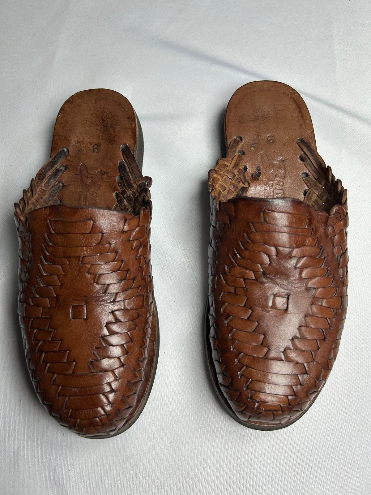 Brand X Brown Woven Leather Haurache Sandals Mens Men main image 4