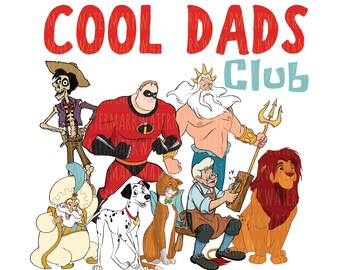 Disney Cool Dad Club PNG Il miglior papà di sempre Design digitale Pippo Mufasa Tritone File per sublimazione Papà divertente Dada Download immediato Regalo per il papà