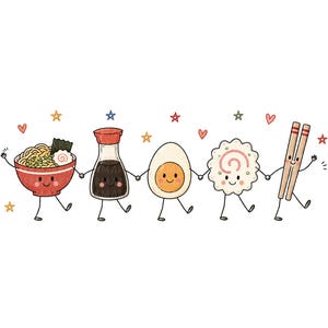 Ramen PNG-Doodle, Feinschmecker-Sublimation, Ramen-Schüssel-Shirt-Design, Knödel, Sofort-Download, Asiatisches Essen, Küche, Clipart, Digital