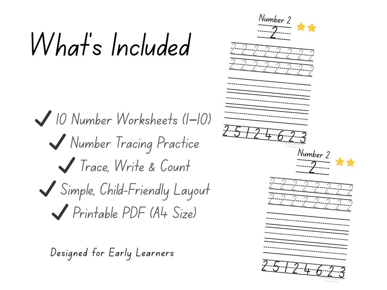Number Tracing Worksheets | Preschool Printable PDF | Numbers 1-10 ...