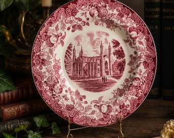Vintage Wedgwood Harvard Plate | First Gore Hall 1840 Transferware Collector Decor