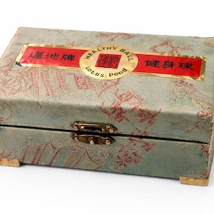 Chinese Vintage Baoding Therapy Balls Set in Silk Box  Meditation Hand Exercise