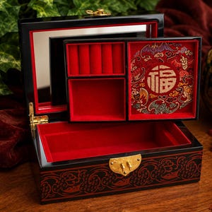 Chinese Red Lacquer Box - Etsy