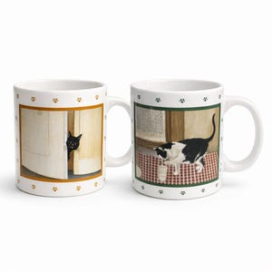 Lowell Herrero Cat Mug Set, 1984 Vandor Japan, Vintage Pair