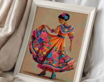 Cinco de Mayo Folklorico Mexican Woman Wall Art Instant Download Print Hispanic Heritage Decor