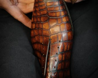 Handmade Pure Alligator Leather Oxford Shoes For Men's, Luxury Formal Footwear for Wedding & Office