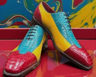 New Handmade Pure Snake Leather Oxford Dress Shoes For Men