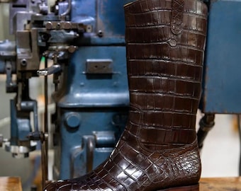 New Handmade Pure Alligator Leather Western Cowboy Boot For Men