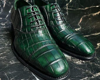 New Handmade Pure Alligator Leather Oxford Dress Shoes For Men