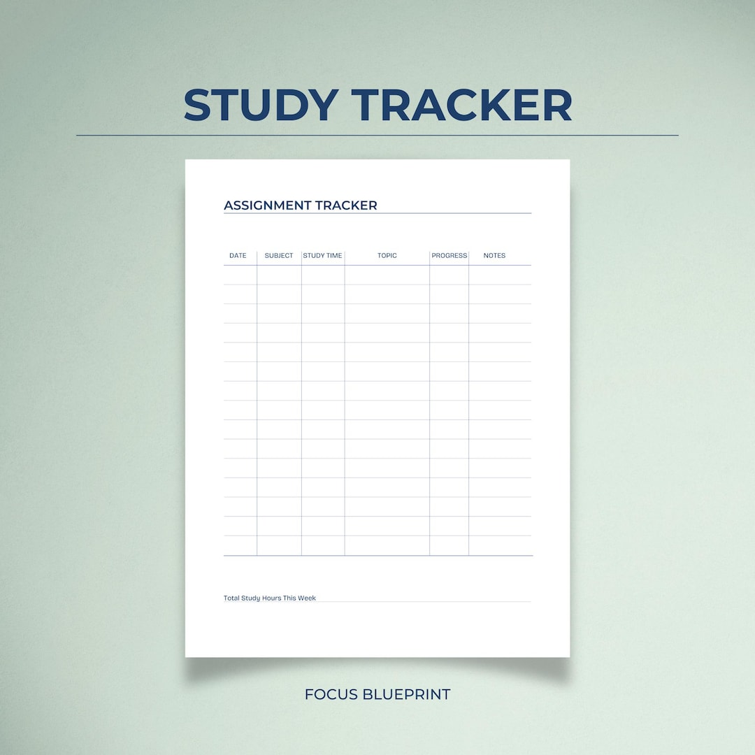 Study Tracker Printable, Student Log, Exam Planner,digital Download - Etsy