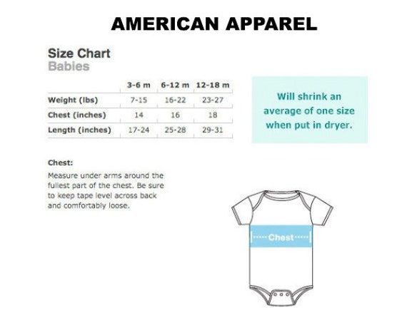 American Apparel Size Chart Bodysuit