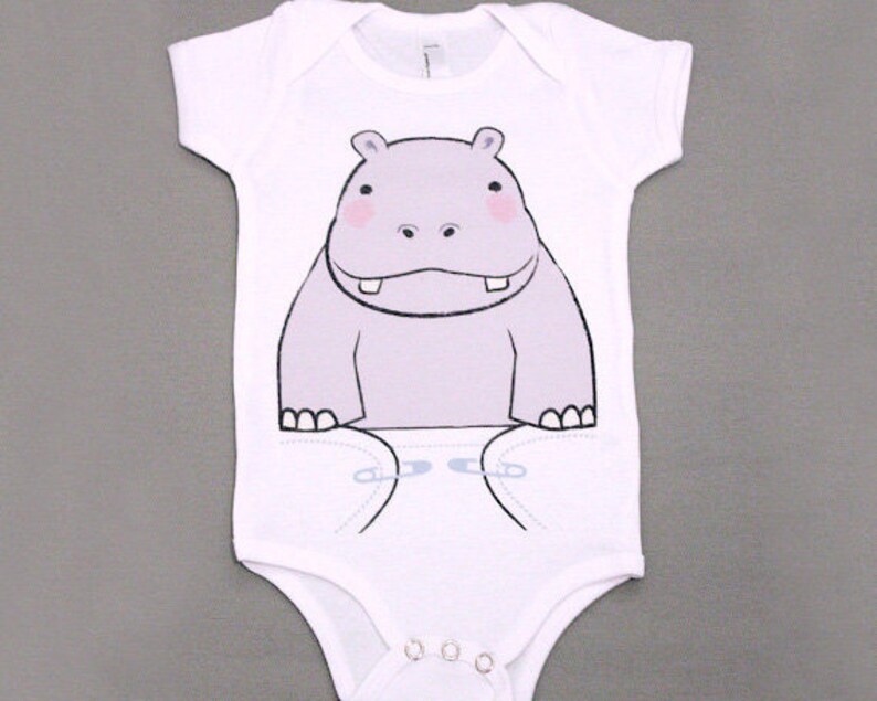 Baby Boy Bodysuit Hippo Baby Clothes Baby Girl Baby Clothes Hippo One-Piece Hippopotamus Baby Shirt