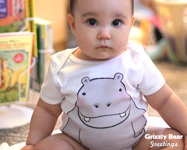 Baby Boy Bodysuit Hippo Baby Clothes Baby Girl Baby Clothes Hippo One-Piece Hippopotamus Baby Shirt