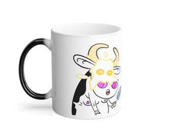 Cute Cow with Magnifying Glass Color Morphing Mug | 11oz