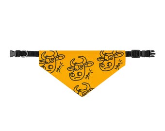 MOO Pattern Clip-on Pet Bandana | Orange