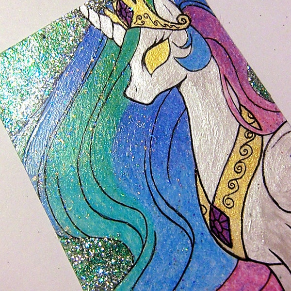 ORIGINAL My Little Pony: Friendship is Magic Princess Celestia Mixed Media Art Card ACEO