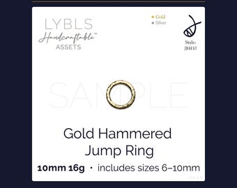 Gold Hammered Jump Ring 10mm 16g (PNG) AI Reference Images - Vectors - Handcraftable™ Asset - Jewelry Component Photos - Gold/Silver