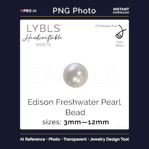 Edison Freshwater Pearl Bead 3-12mm (PNG) - AI Reference Transparent Images - LYBLS Handcraftable Asset - Jewelry Component Stock Photos