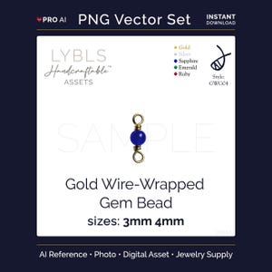 Gold Wire-Wrapped Gem Bead 3mm 4mm (PNG) AI Reference Images - Vectors - Handcraftable™ Asset - Jewelry Component Stock Photos - Gold/Silver
