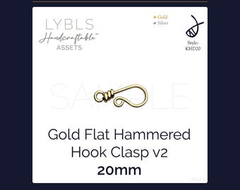 Gold Flat Hammered Hook Clasp V2 (PNG) AI Reference Images - Vectors - Handcraftable™ Asset - Jewelry Component Stock Photos - Gold/Silver