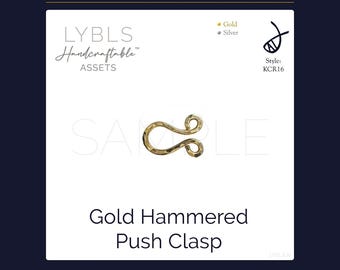 Gold Hammered Push Clasp (PNG) AI Reference Images - Vectors - Handcraftable™ Asset - Jewelry Component Stock Photos - Gold/Silver