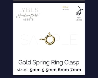 Gold Spring Ring Clasp 5-7mm (PNG) AI Reference Images - Vectors - Handcraftable™ Asset - Jewelry Component Stock Photos - Gold/Silver