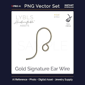 Gold Signature Ear Wire (PNG) AI Reference Images - Vectors - Handcraftable™ Asset - Earring - Jewelry Component Stock Photos - Gold/Silver
