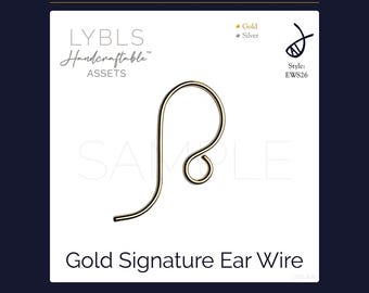 Gold Signature Ear Wire (PNG) AI Reference Images - Vectors - Handcraftable™ Asset - Earring - Jewelry Component Stock Photos - Gold/Silver