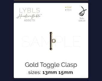 Gold Toggle Clasp 13mm 15mm (PNG) AI Reference Images - Vectors - Handcraftable™ Asset - Jewelry Component Stock Photos - Gold/Silver