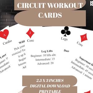Circuittrainingskaarten: Gamify-fitnessroutine, afdrukbaar kaartspel (digitale download)