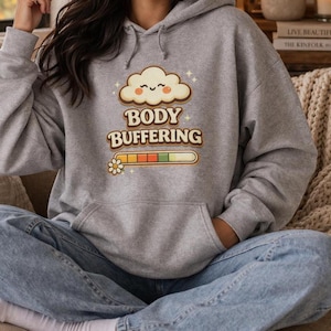 Body Buffering Hoodie, Spoonie Sweatshirt, Chronic Illness Pullover, Loading Bar Graphic