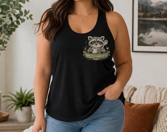 Débardeur à motif raton laveur, Dos nageur fluide et doux, Vêtements pour maladies chroniques