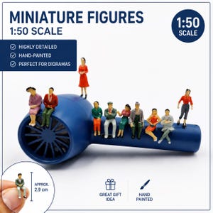 Conjunto de 100 miniaturas de pessoas, escala 1:50, figuras sentadas, acessórios para artesanato DIY, decoração de jardim de fadas, figuras para maquetes de trens, brinquedo fofo de microfiguras