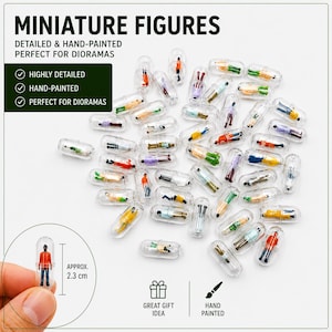 Miniatyrkapselmänniskor DIY-dekorationer | 100 st blandade färgglada figurer för telefonskal, resinsmycken och hantverksprojekt
