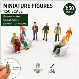 1:50 Miniatur-Menschen-Figuren-Set, perfekt für Dioramen, Modelleisenbahnen und Bastelprojekte, Terrarium-Dekor, Feengarten-Zubehör