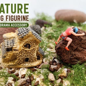 Mini Rock Climbers.1:64 Scale,miniature grass,miniature doll houses,DIY dollhouse people(female Climber in red)