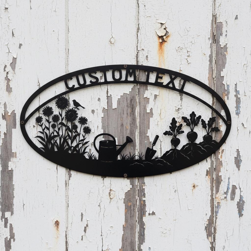 Plaque métallique personnalisée pour potager | Décoration personnalisée pour potager surélevé | Plaque nominative pour jardin | Cadeau pour jardinier